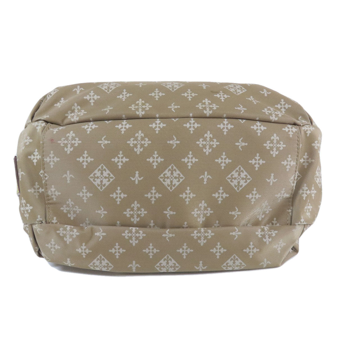 russet Shoulder Bag Nylon beige Lily crest Women Used Authentic