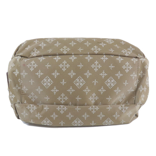 russet Shoulder Bag Nylon beige Lily crest Women Used Authentic