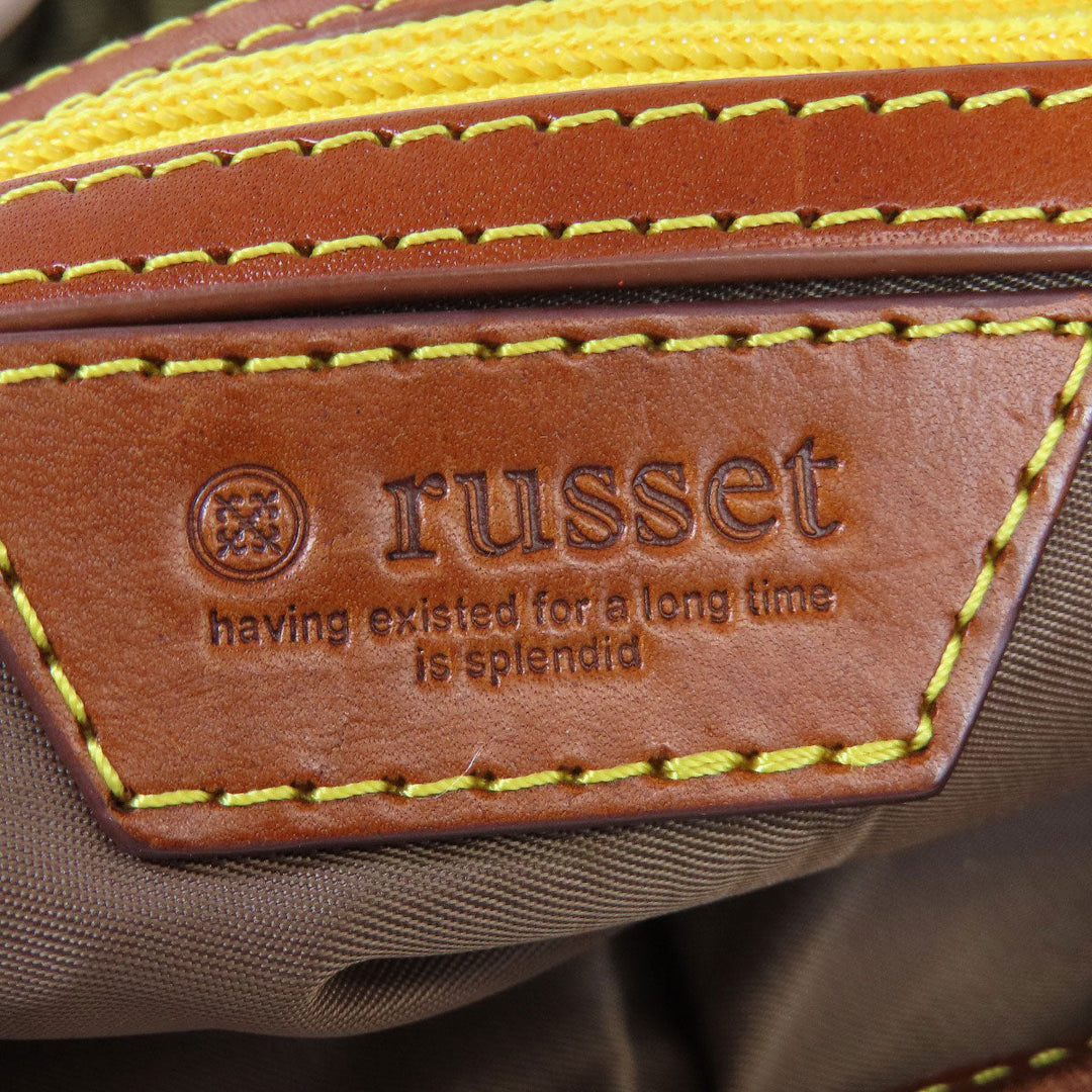 russet Shoulder Bag Nylon beige Lily crest Women Used Authentic