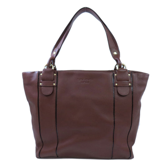 Kate Spade Tote Bag leather Brown logo Women Used Authentic