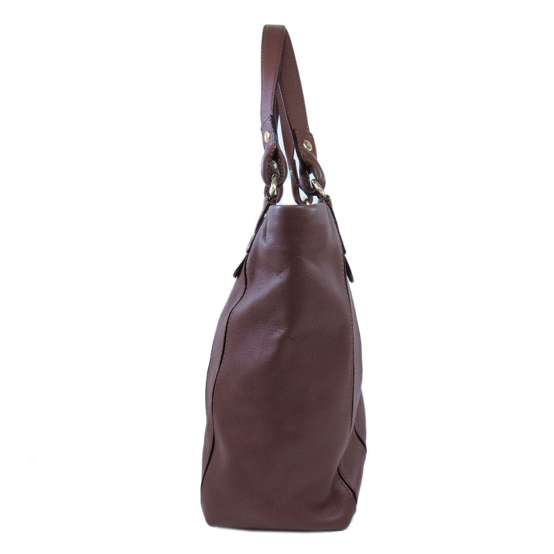 Kate Spade Tote Bag leather Brown logo Women Used Authentic