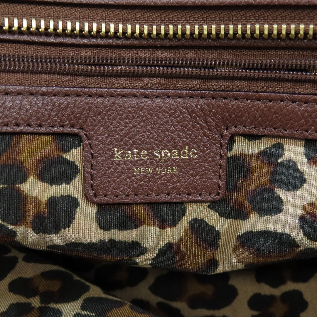 Kate Spade Tote Bag leather Brown logo Women Used Authentic