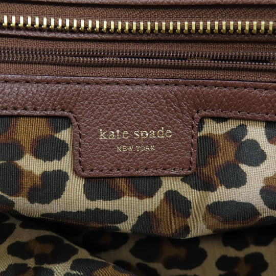 Kate Spade Tote Bag leather Brown logo Women Used Authentic