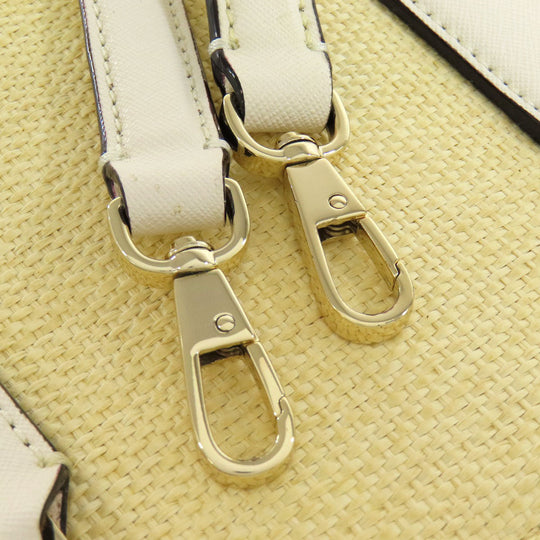 Kate Spade Handbag Leather, Raffia beige 2WAY Women Used Authentic