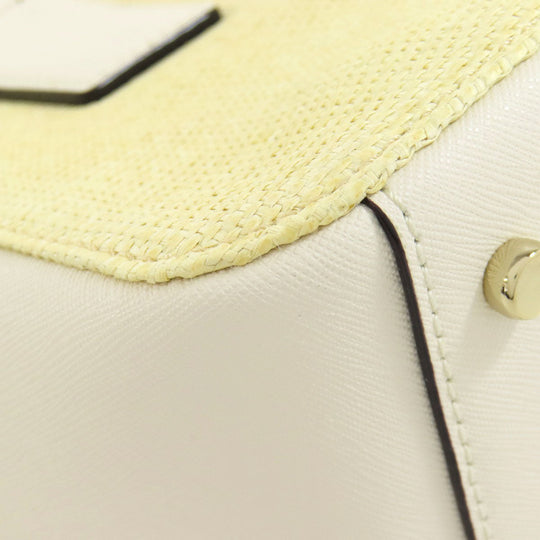 Kate Spade Handbag Leather, Raffia beige 2WAY Women Used Authentic