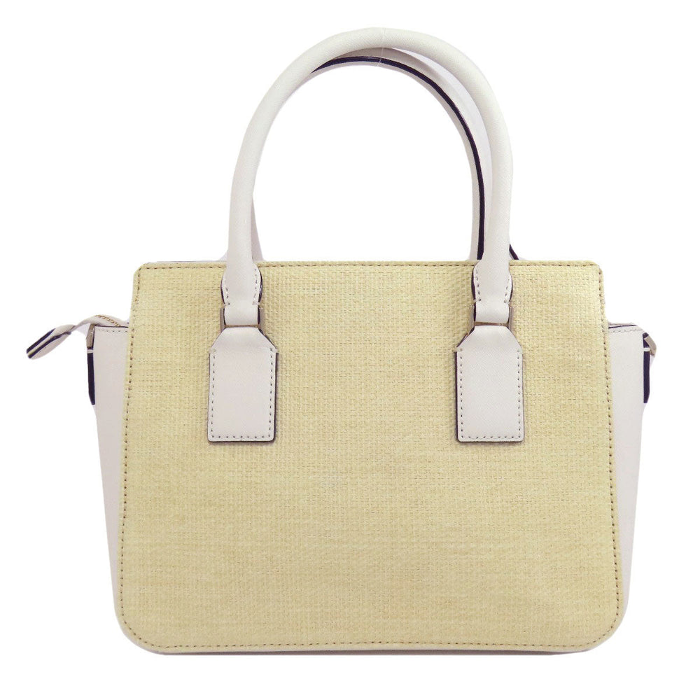 Kate Spade Handbag Leather, Raffia beige 2WAY Women Used Authentic