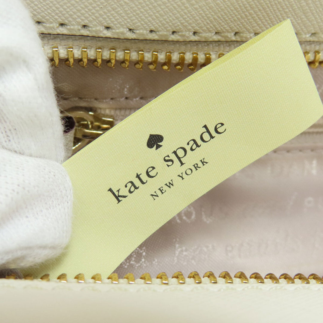 Kate Spade Handbag Leather, Raffia beige 2WAY Women Used Authentic