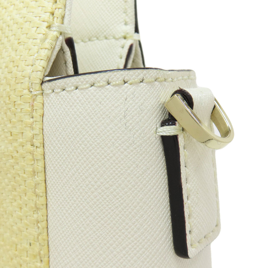 Kate Spade Handbag Leather, Raffia beige 2WAY Women Used Authentic