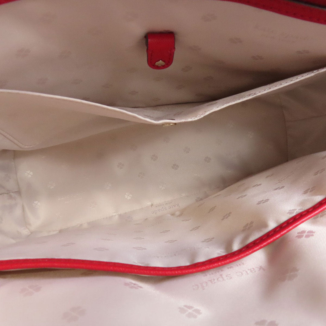 Kate Spade Tote Bag leather Red logo Women Used Authentic