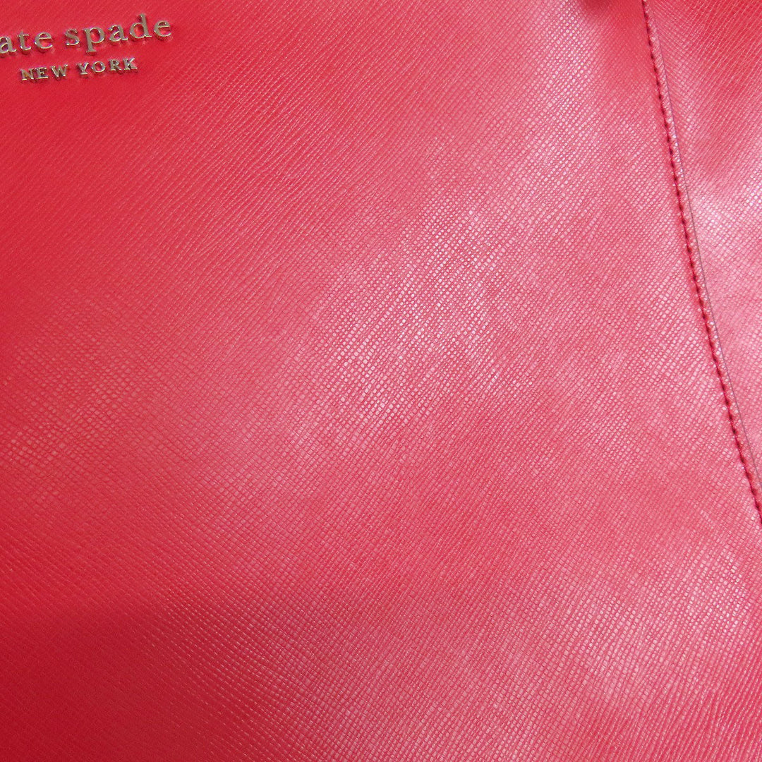 Kate Spade Tote Bag leather Red logo Women Used Authentic