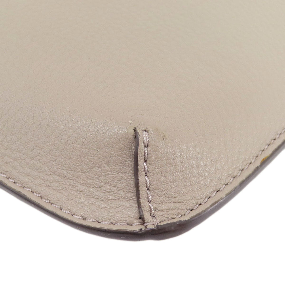 Tory Burch Shoulder Bag leather gray logo Women Used Authentic