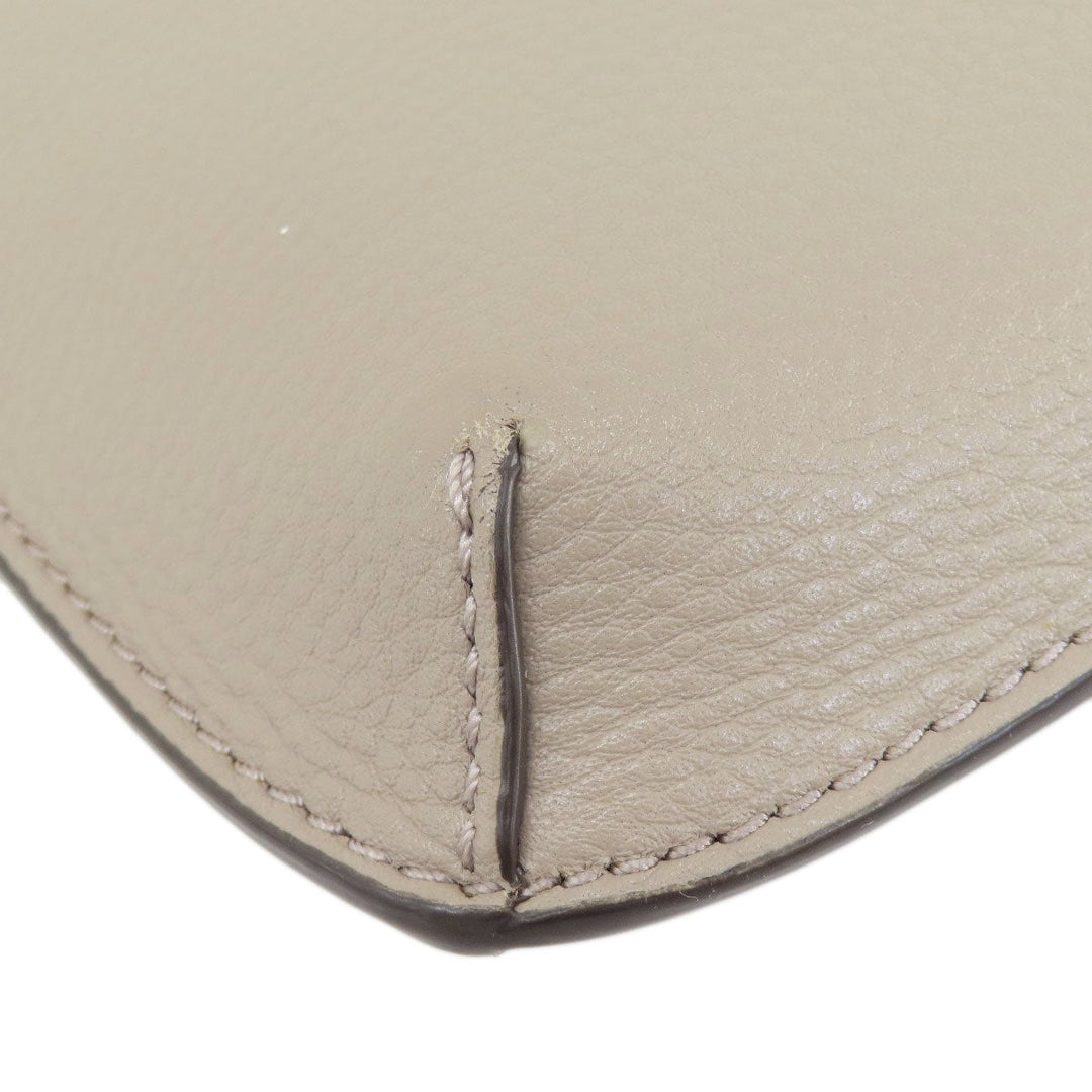 Tory Burch Shoulder Bag leather gray logo Women Used Authentic