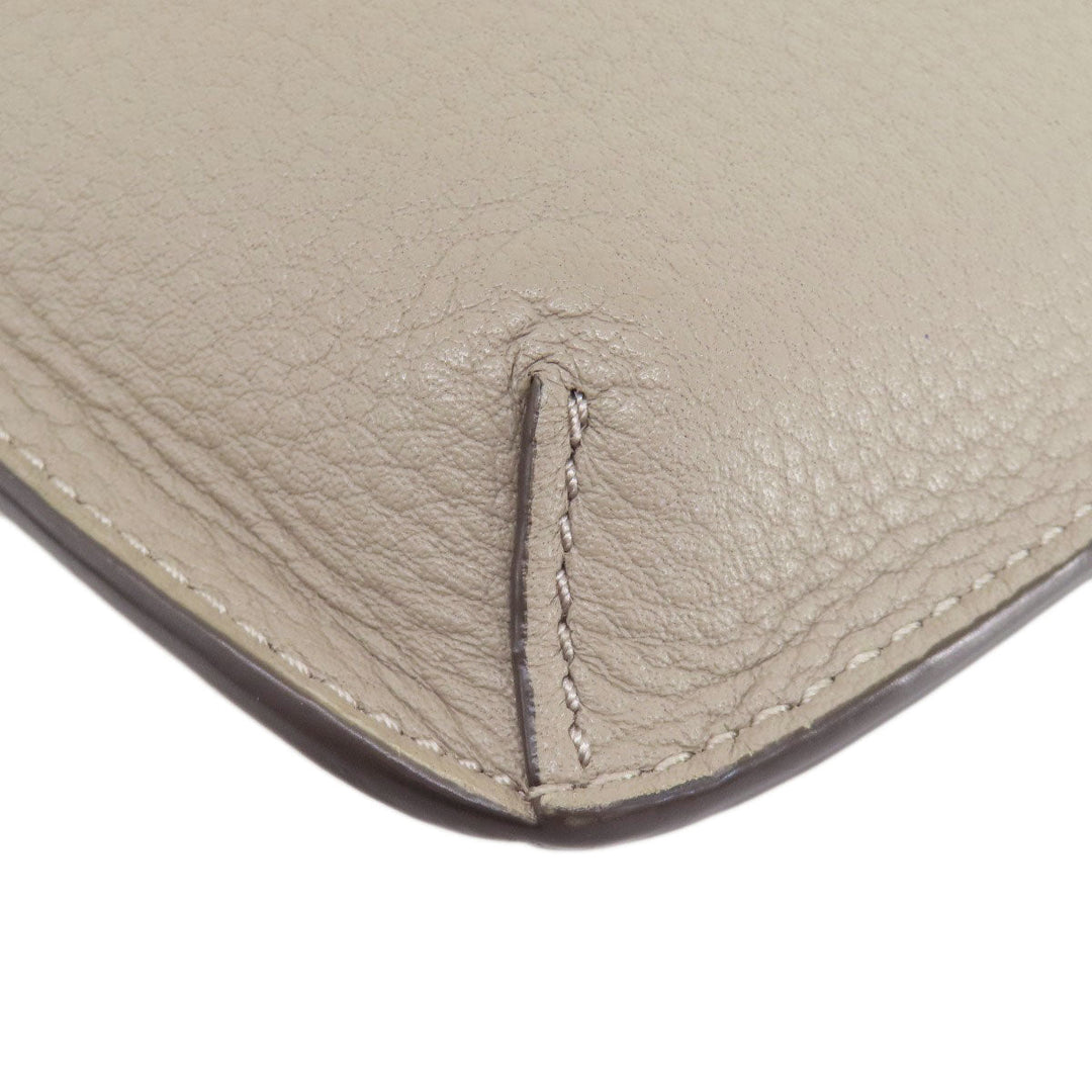 Tory Burch Shoulder Bag leather gray logo Women Used Authentic
