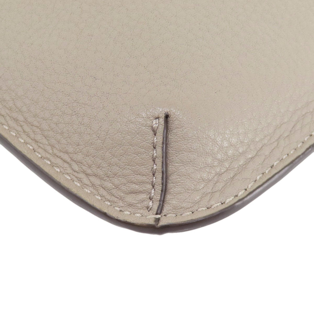 Tory Burch Shoulder Bag leather gray logo Women Used Authentic