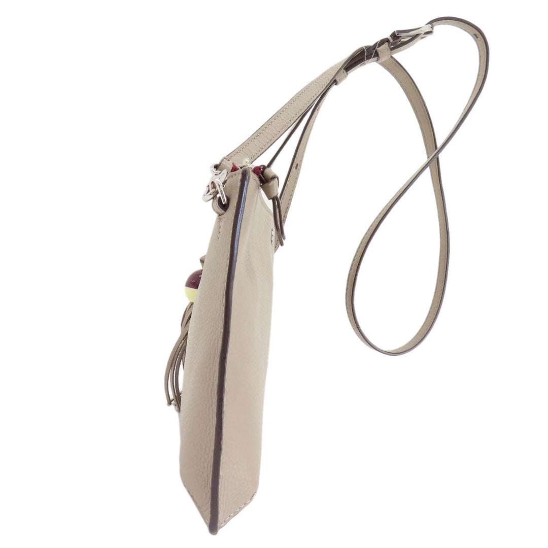 Tory Burch Shoulder Bag leather gray logo Women Used Authentic