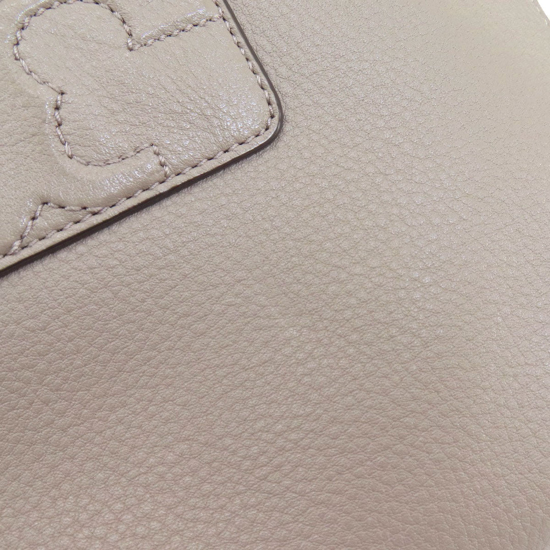 Tory Burch Shoulder Bag leather gray logo Women Used Authentic