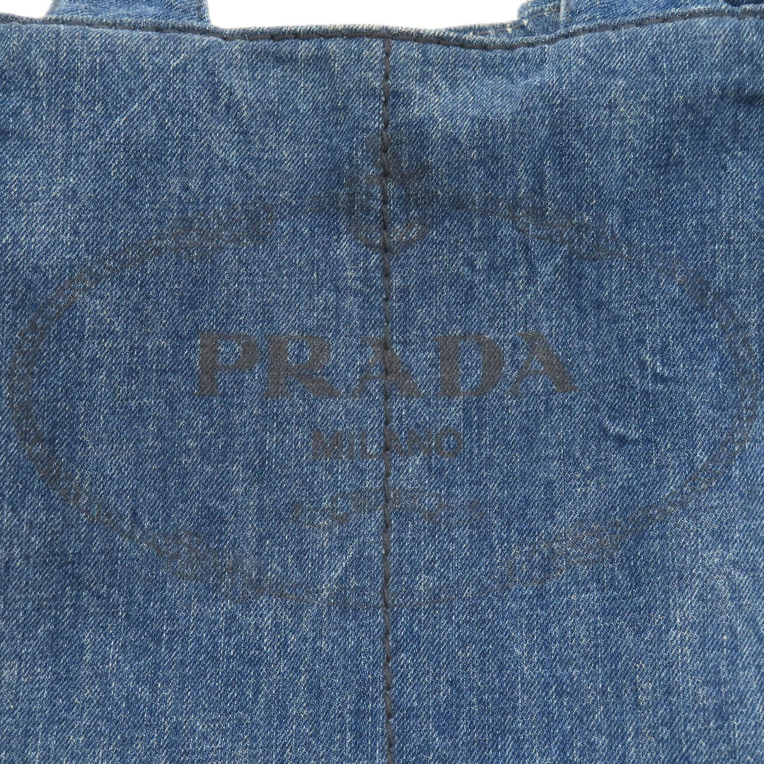 PRADA Tote Bag denim Navy Canapa Women Used Authentic