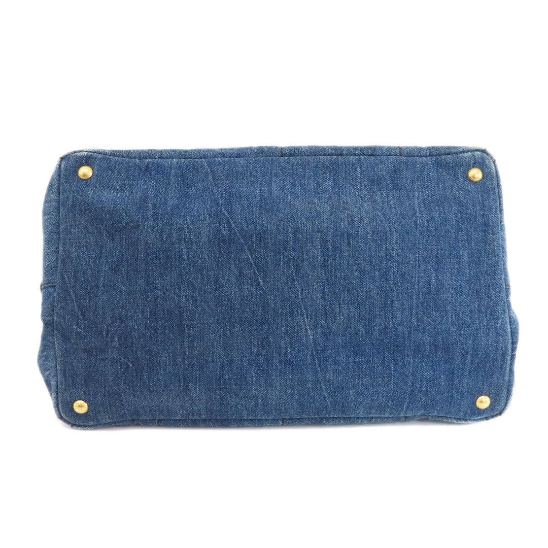 PRADA Tote Bag denim Navy Canapa Women Used Authentic