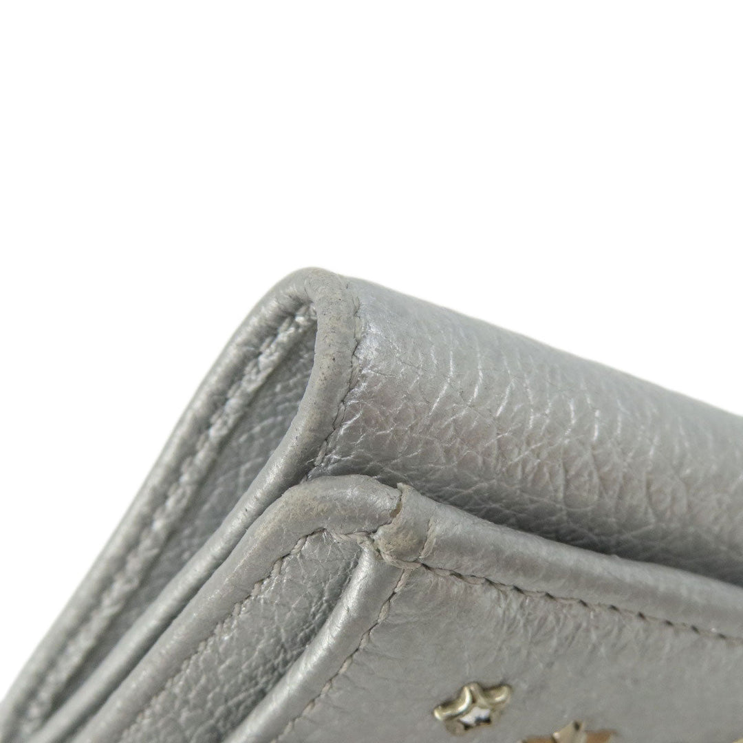 JIMMY CHOO Bifold Wallet leather Silver Star motif Women Used Authentic