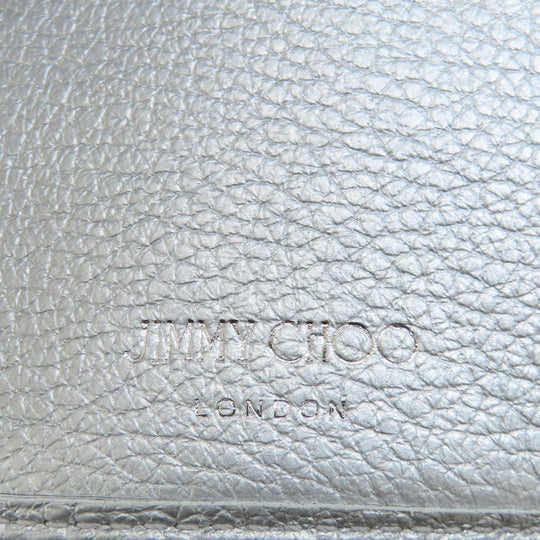 JIMMY CHOO Bifold Wallet leather Silver Star motif Women Used Authentic