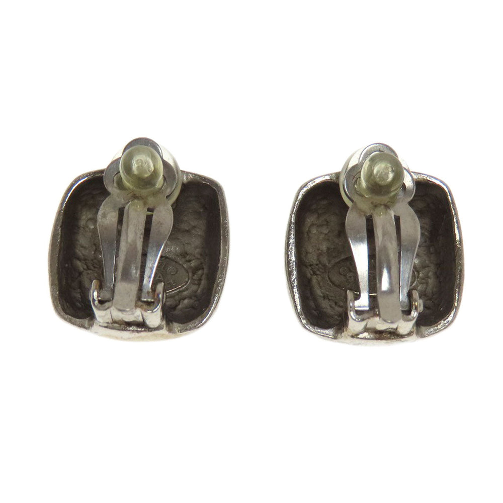 CHANEL Earring metallic Silver COCO Mark Women Used Authentic