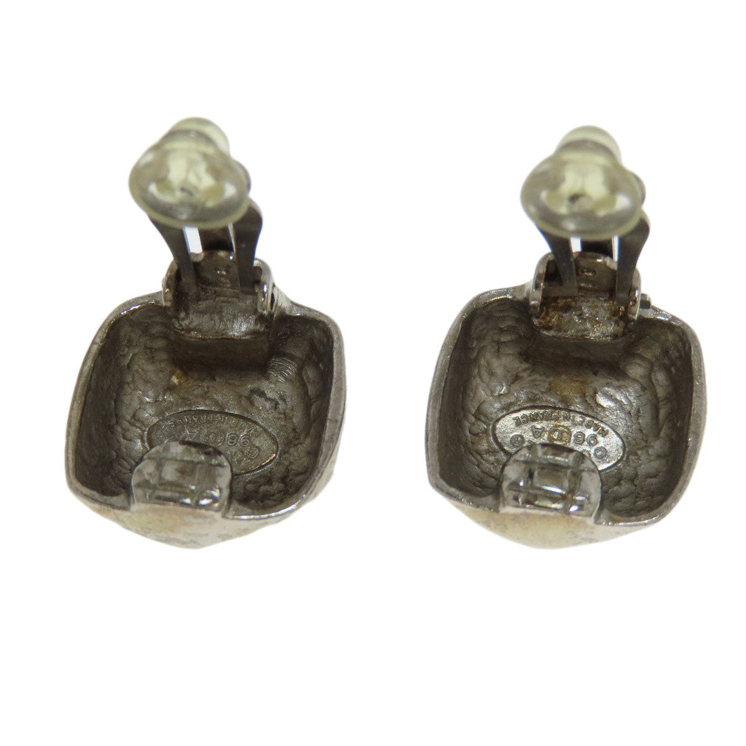 CHANEL Earring metallic Silver COCO Mark Women Used Authentic