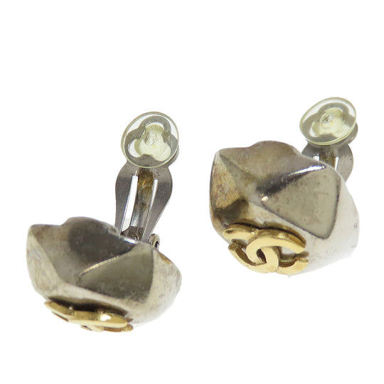 CHANEL Earring metallic Silver COCO Mark Women Used Authentic