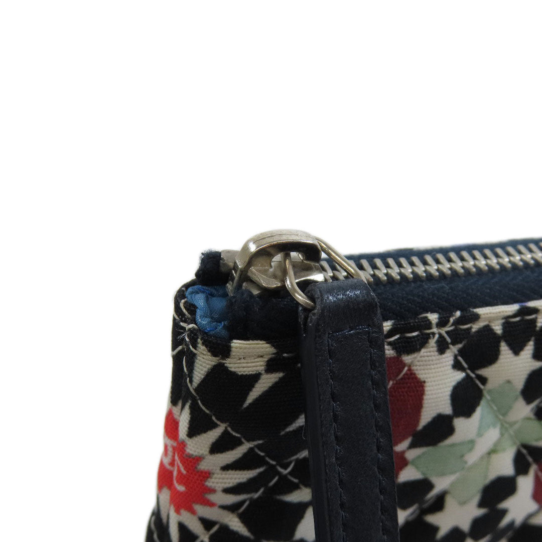 CHANEL Accessory pouch A82074 canvas black COCO Mark Flower Motif SilverMetal Women Used Authentic