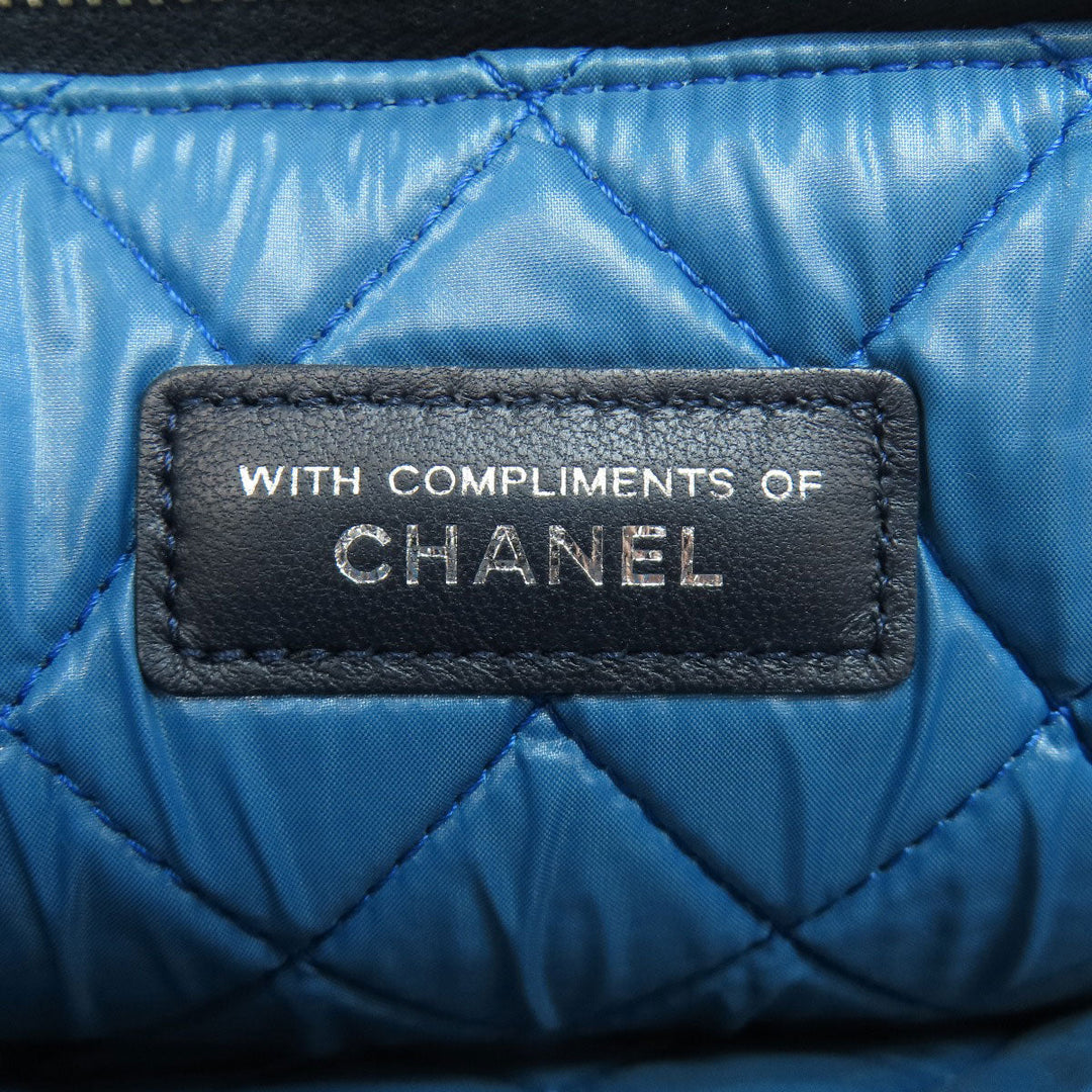 CHANEL Accessory pouch A82074 canvas black COCO Mark Flower Motif SilverMetal Women Used Authentic