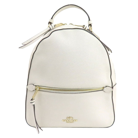 COACH Backpack 76624 leather white logo Women Used Authentic