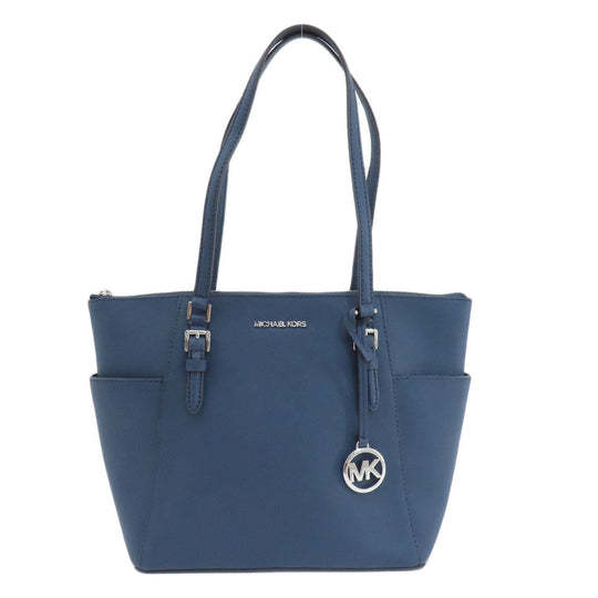 MICHAEL KORS Tote Bag PVC Navy logo Women Used Authentic