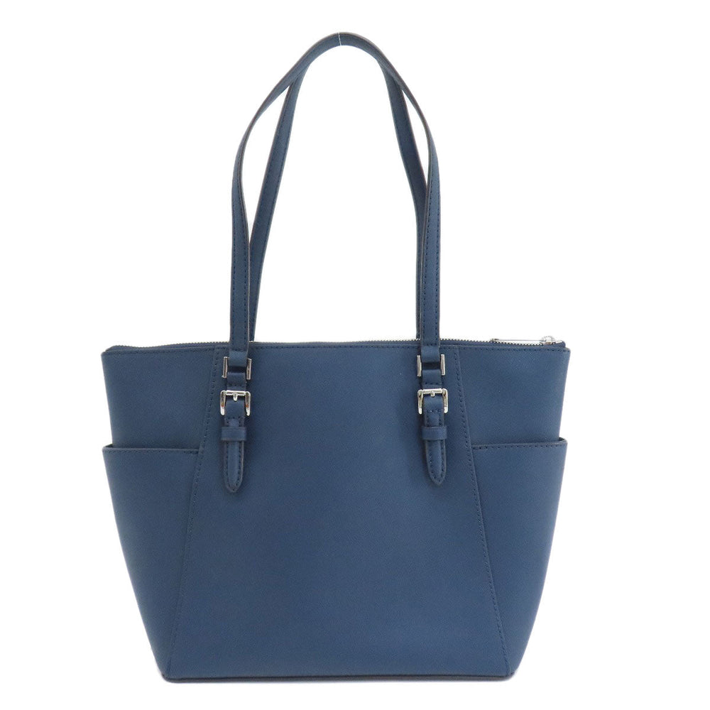MICHAEL KORS Tote Bag PVC Navy logo Women Used Authentic