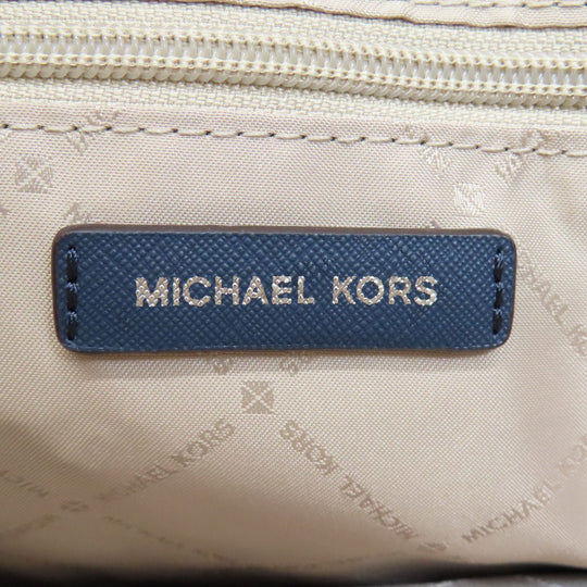 MICHAEL KORS Tote Bag PVC Navy logo Women Used Authentic