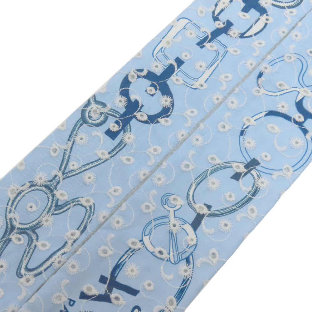 HERMES scarf silk blue Twilly Women Used Authentic