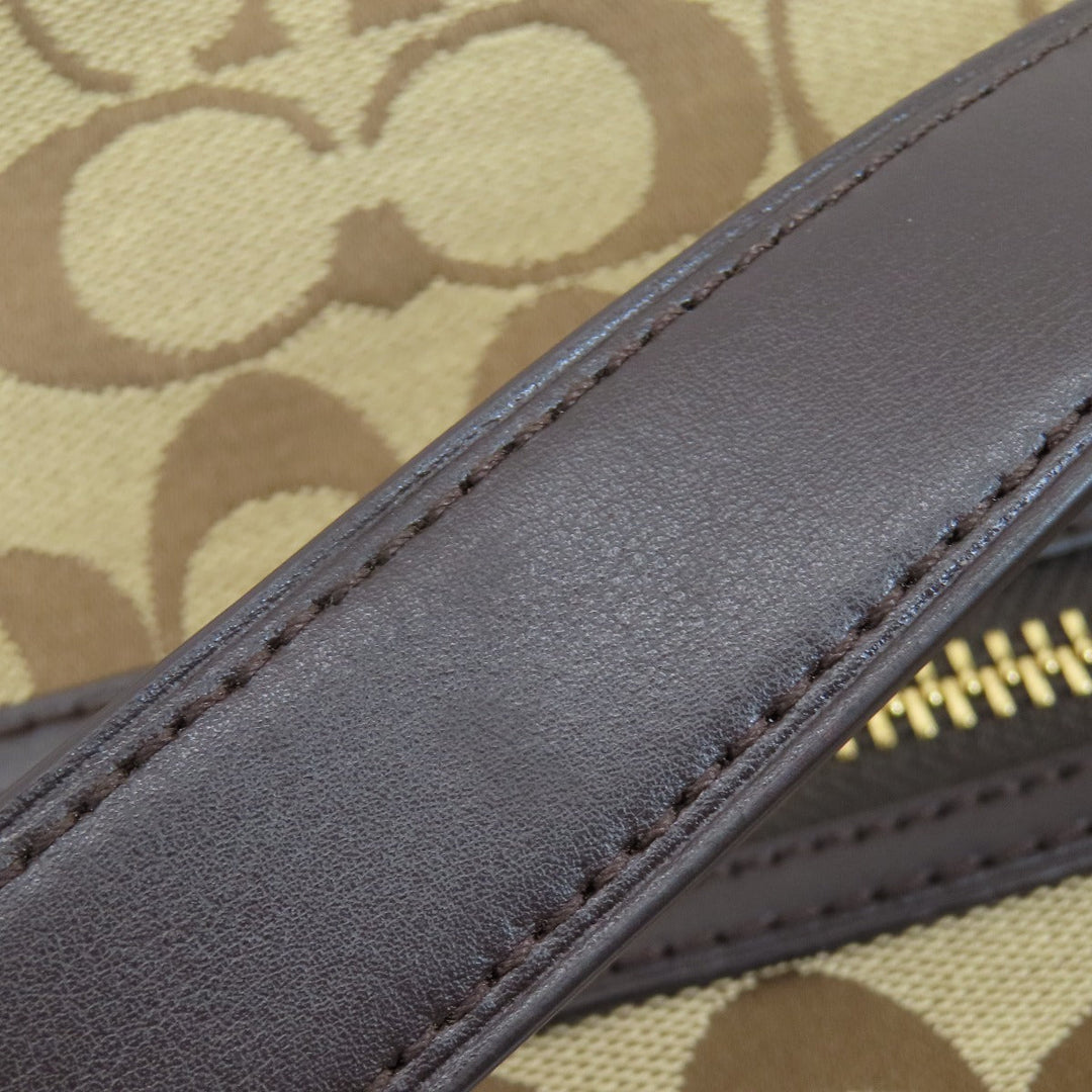 COACH Shoulder Bag F54339 canvas Brown Signature Women Used Authentic