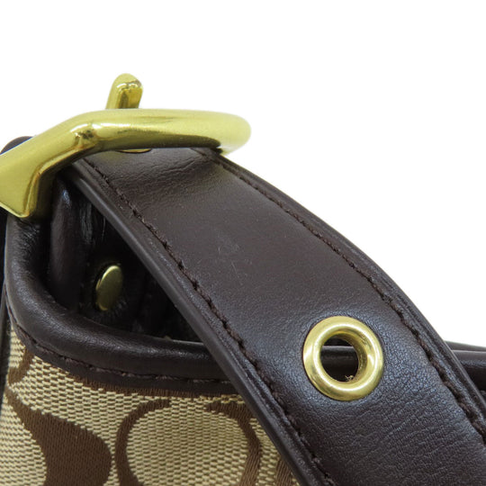 COACH Shoulder Bag F54339 canvas Brown Signature Women Used Authentic