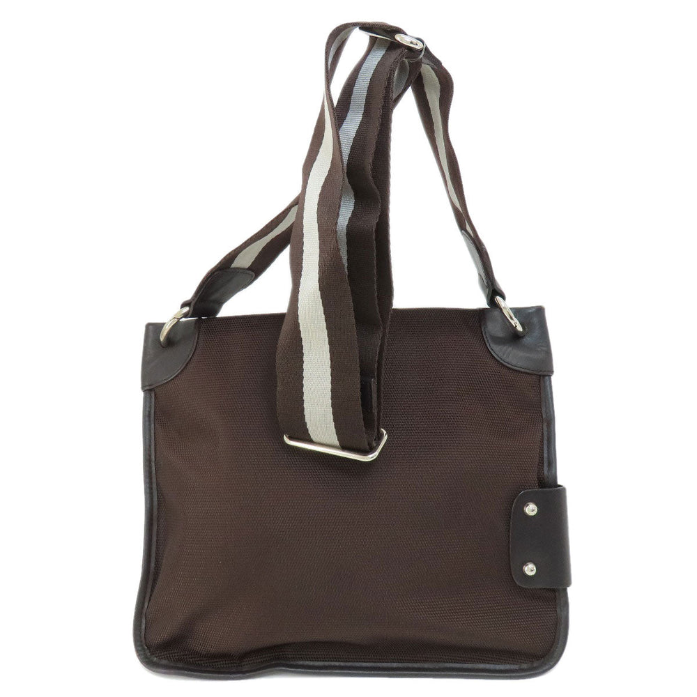 BALLY Shoulder Bag canvas Brown Barry Stripe Women Used Authentic