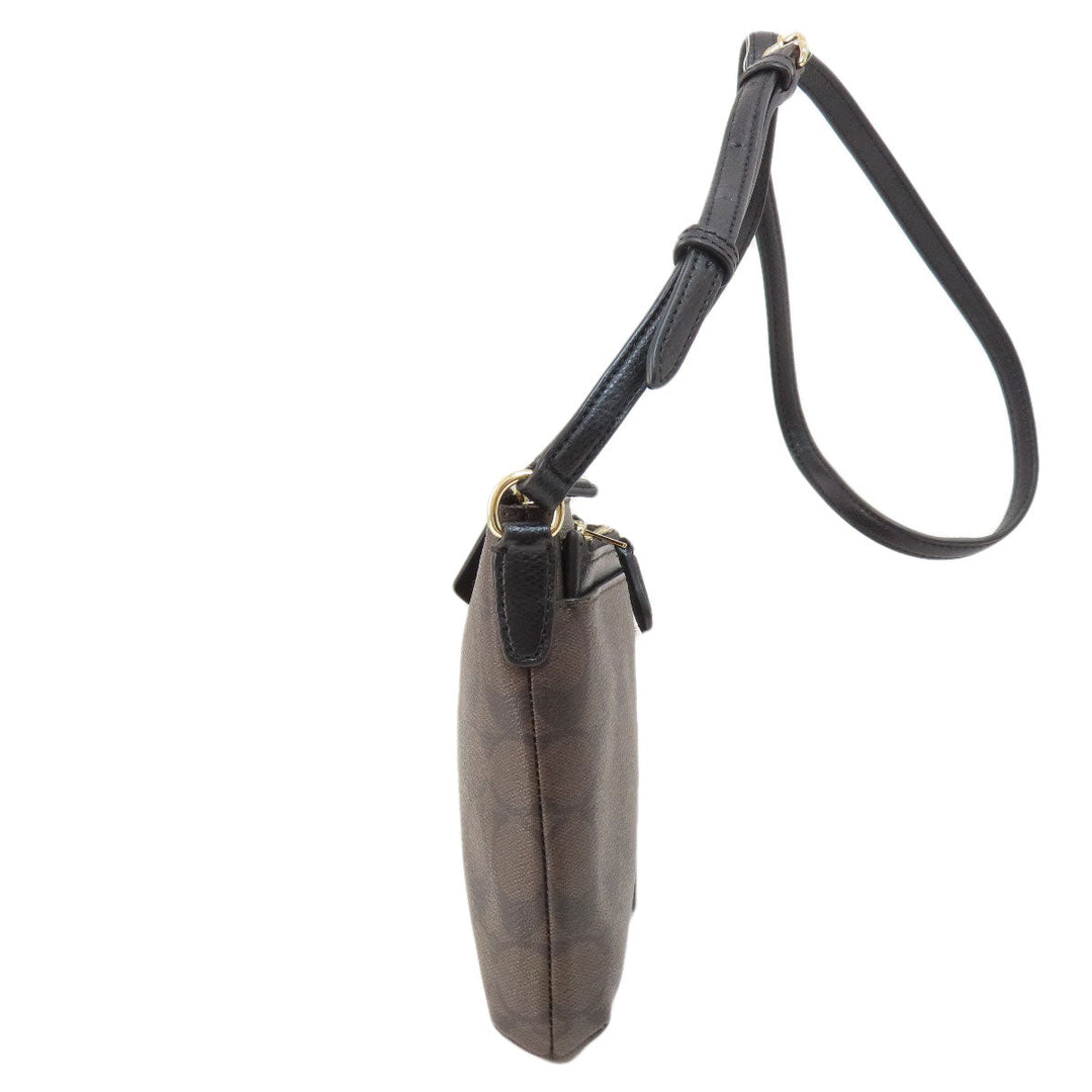 COACH Shoulder Bag F52657 PVC black Signature Women Used Authentic