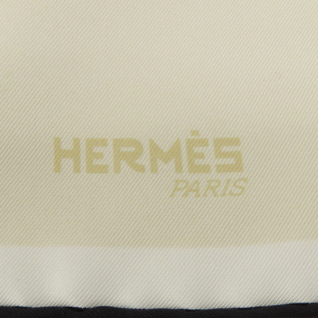 HERMES scarf silk white Carre90 logo Women Used Authentic
