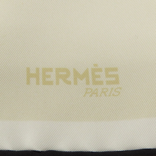 HERMES scarf silk white Carre90 logo Women Used Authentic