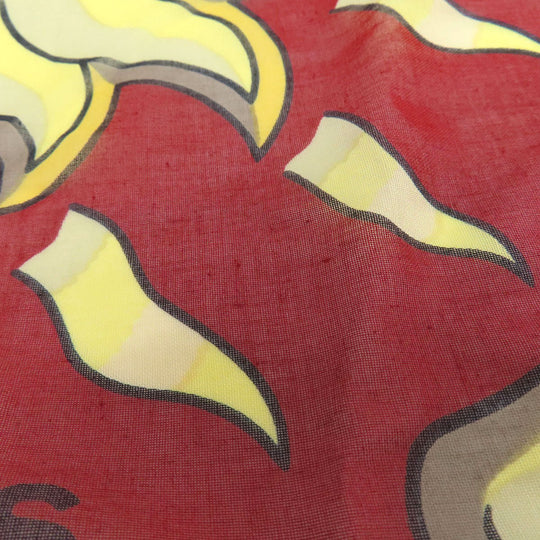 HERMES Stall cotton Brown Sun pattern large scarf Women Used Authentic