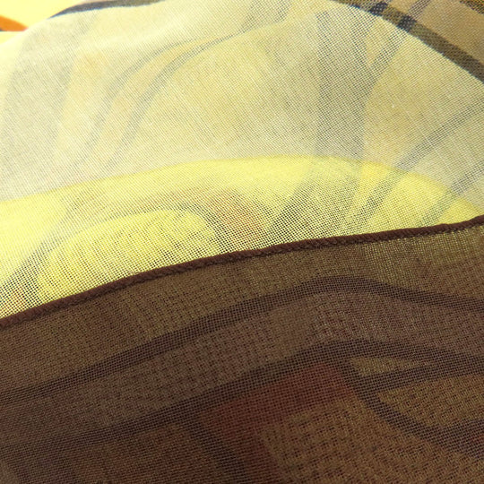 HERMES Stall cotton Brown Sun pattern large scarf Women Used Authentic