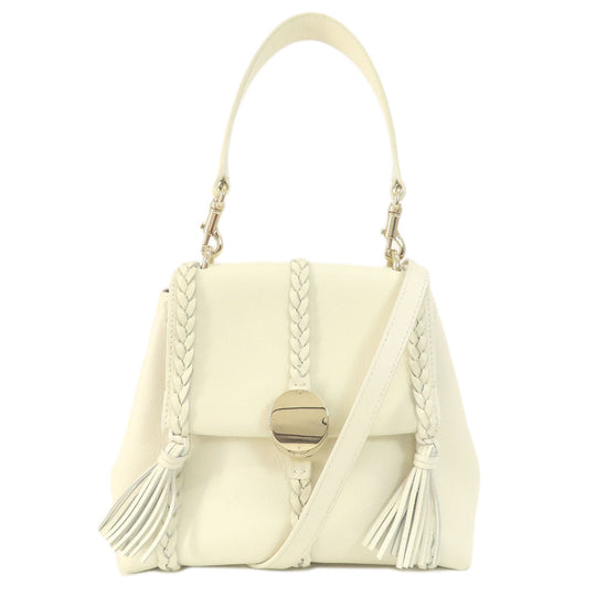 Chloe Handbag Calfskin white Penelope 2WAY Women Used Authentic