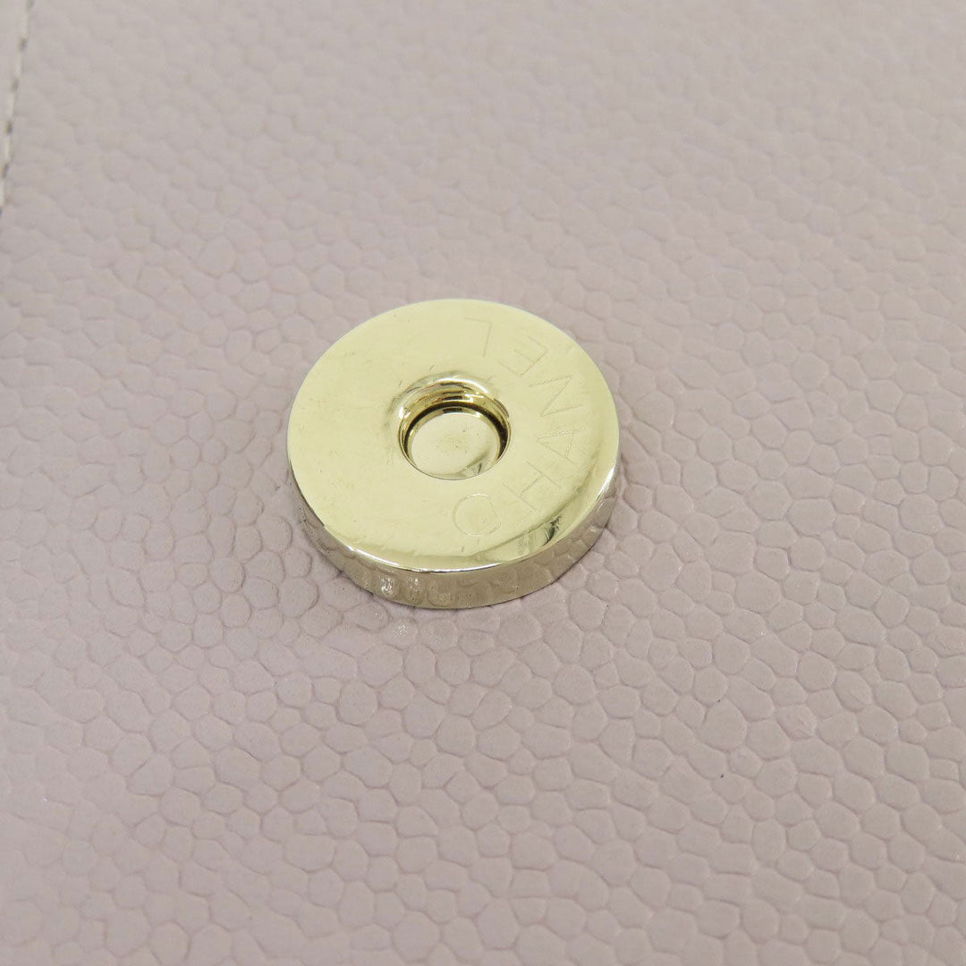 CHANEL Shoulder Bag Grained Calfskin Skin gray Matelasse Gold Metal