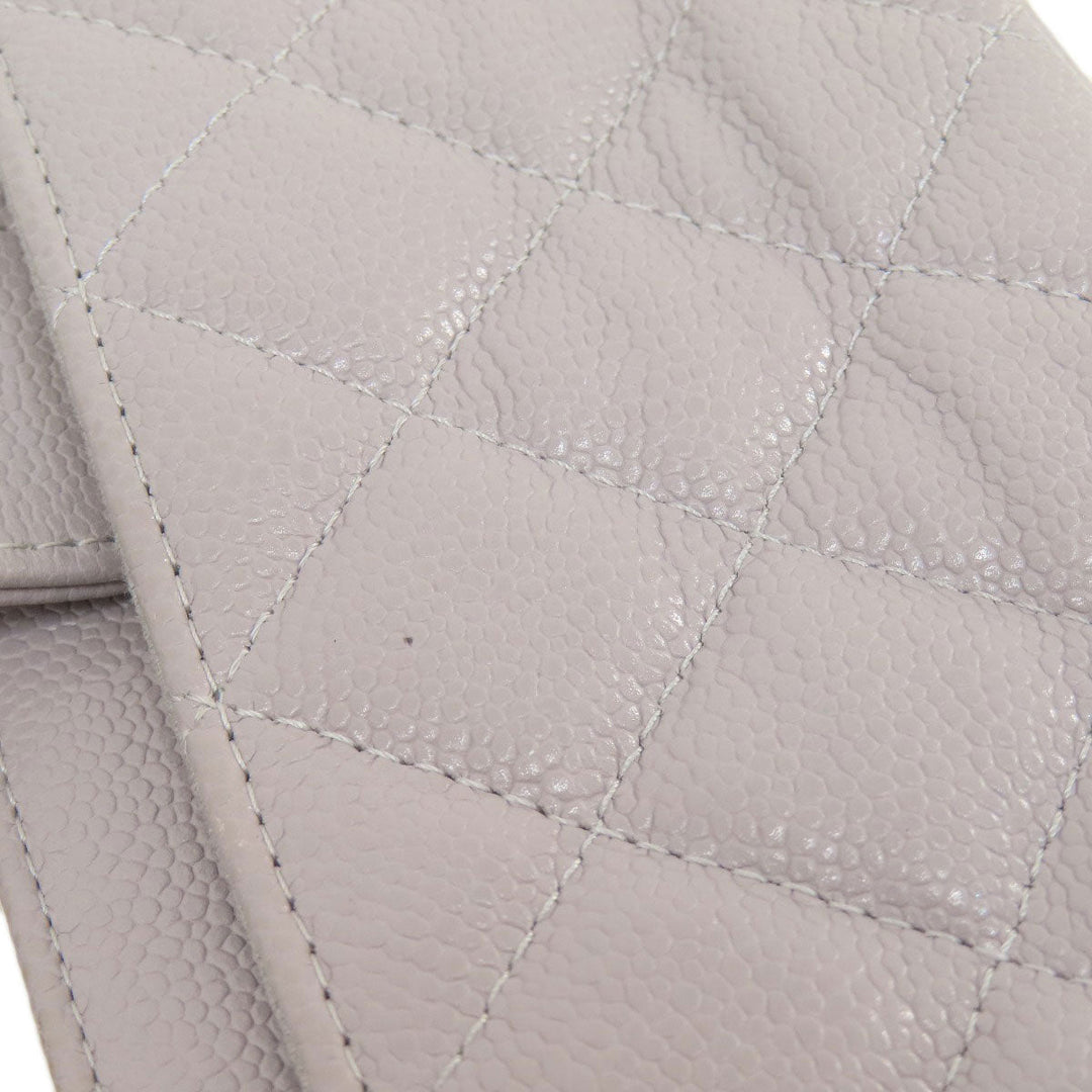 CHANEL Shoulder Bag Grained Calfskin Skin gray Matelasse Gold Metal