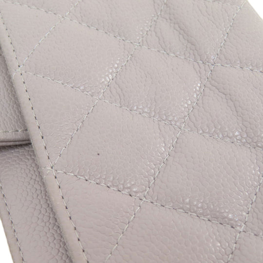 CHANEL Shoulder Bag Grained Calfskin Skin gray Matelasse Gold Metal