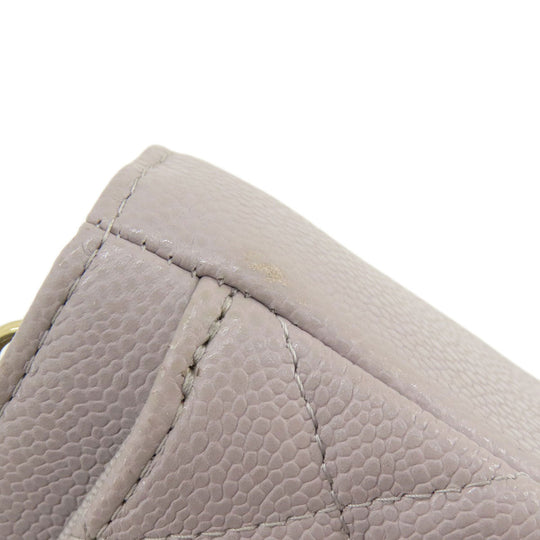 CHANEL Shoulder Bag Grained Calfskin Skin gray Matelasse Gold Metal
