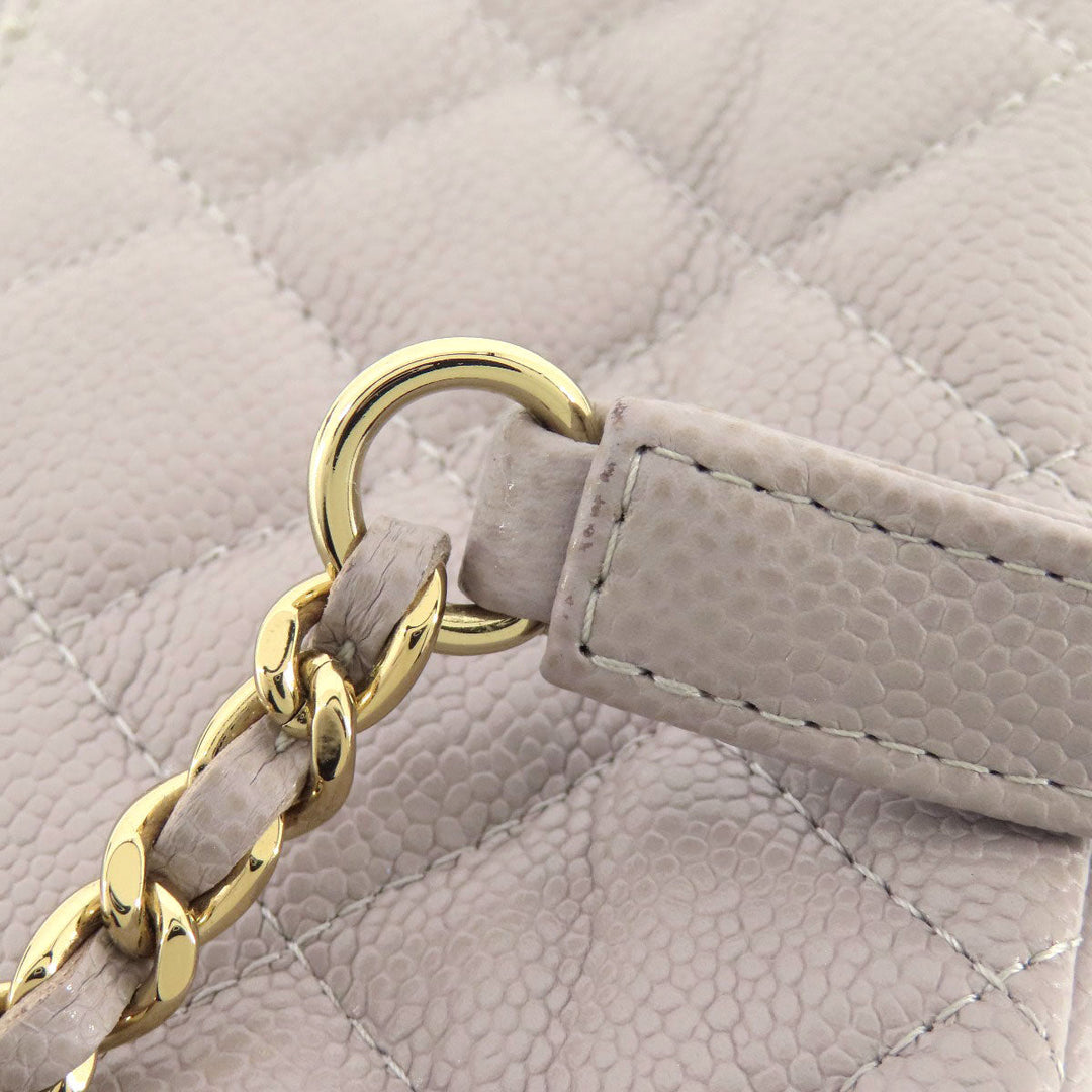 CHANEL Shoulder Bag Grained Calfskin Skin gray Matelasse Gold Metal