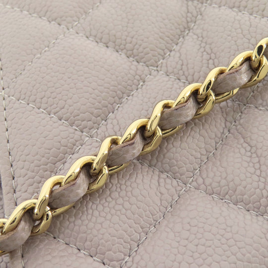 CHANEL Shoulder Bag Grained Calfskin Skin gray Matelasse Gold Metal