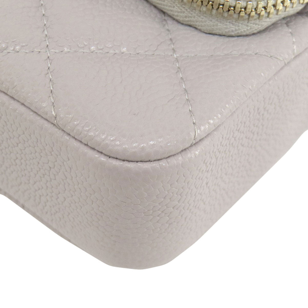 CHANEL Shoulder Bag Grained Calfskin Skin gray Matelasse Gold Metal